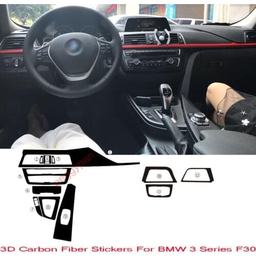 Car-Styling New 3D Carbon Fiber Car Interior Center Console Color Change Molding Sticker Decals For BMW 3 Series F30 2013-2018