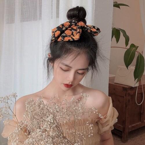 Bohemian Flower Bow Elastic Hair Bands For Women Girl Hair Accessories Fashion Printing Long Ribbons Ponytail Holder Scrunchie