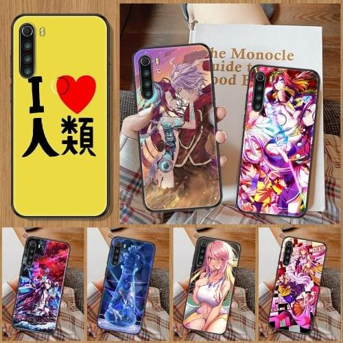 No Game NO life Anime Phone Case For Xiaomi Redmi Note 7 8 9 10 7A 8T 9A 9T 9S 10S Pro black tpu prime soft back silicone