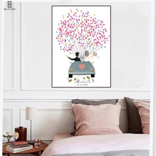 DIY HD Pattens Modern Canvas Pictures Yellow Green Blue Love Theme Car Balloons Heart Images Posters Prints Home Decor Paintings