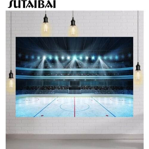 Ice Hockey Sport Photography Backdrops Stadium Sports Match Newborn Baby Boy Children Photo Booth Shoot Background Photographic