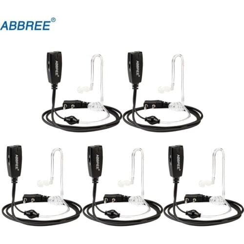 5Pcs Abbree VOX 2 Pin Air Acoustic Tube Earphone Headset for Kenwood Baofeng UV-5R UV-82 BF-888S TYT Wouxun Walkie Talkie Radio