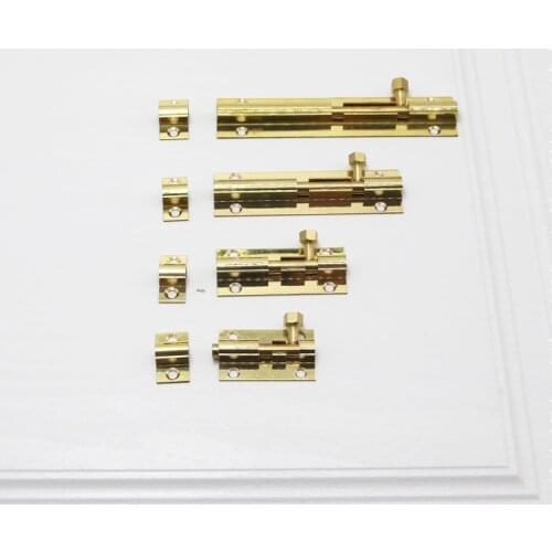 Top Selling Brass Doors Slide Latch Lock Bolt Latch Barrel Home Gate Safety Hardware Screws 4 Size 1.5/2/3/4 Inch Gold Color