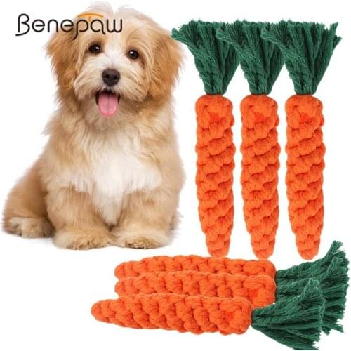 Benepaw Cotton Dog Rope Toy Eco-friendly Carrot-shaped Puppy Teething Toys For Boredom Training Indoor/Outdoor Pet Chew