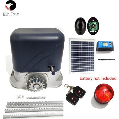 KinJoin Full kit 500KG DC24V Remote Control Automatic Electric Sliding Gate Opener With 4m Steel Racks Support Solar Energy