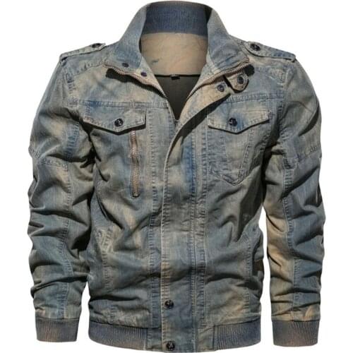 Newest Military Denim Jacket Coat Men Spring Autumn Zipper Cotton Jackets Male Slim Fit Vintage Denim Coat Big Size 6XL