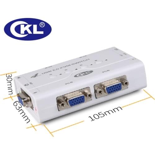 KVM Switch VGA 4 Port USB 2.0 with Cables Support Audio Microphone Printer Scanner High Resolution 2048*1536 CKL-41UA