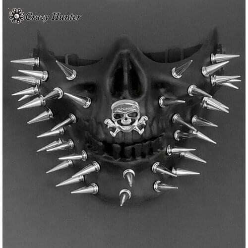 Steampunk Mask Men Masquerade skeleton Spike Half Face Skull Mask Costume Cosplay #2