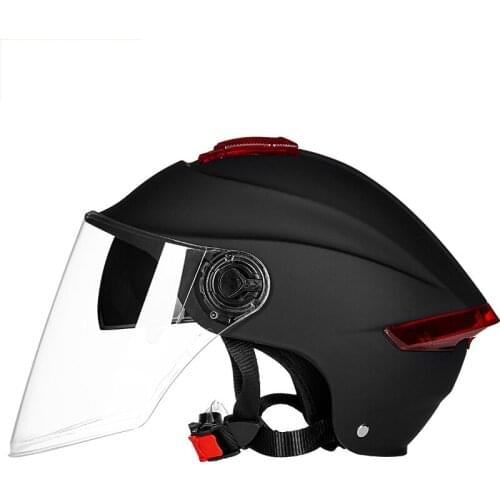 Motorcycle Double Lens Helmet Scooter Motorbike Half Open Face Helmets Summer Bike Cycly Riding Dual Visor Light Strip Helmet