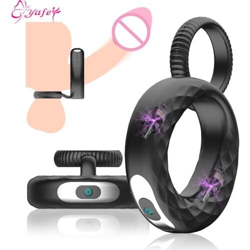 Male Masturbator Vibrating Dual Penis -Cock Ring for Men Vibrator Massager Delayed ejaculation Sex toys for Couple adult Women