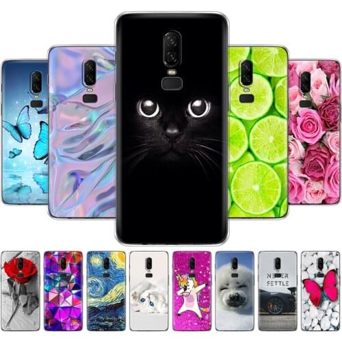 Soft tpu silicone transparent cover phone case for oneplus 6 one plus 6 back cover 360 full protective clear coque Cat flower