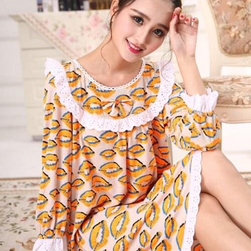 Home service nightdress ladies cotton cute lace plus size Korean princess nightdress cute long Nightgown ночная рубашка 2020