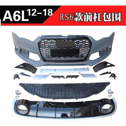 Suit For Rear the Lip of Audi A6l Modified S6 Rs6 Front Bar Big Surround 12-18 New C7 Honeycomb Middle Net Fog Lamp