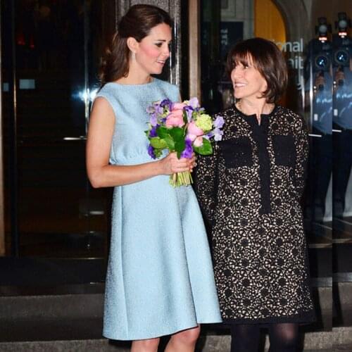 Kate Middleton High Quality New Fashion Party Sexy Vintage Elegant Chic Lake Blue Maternity Dresses