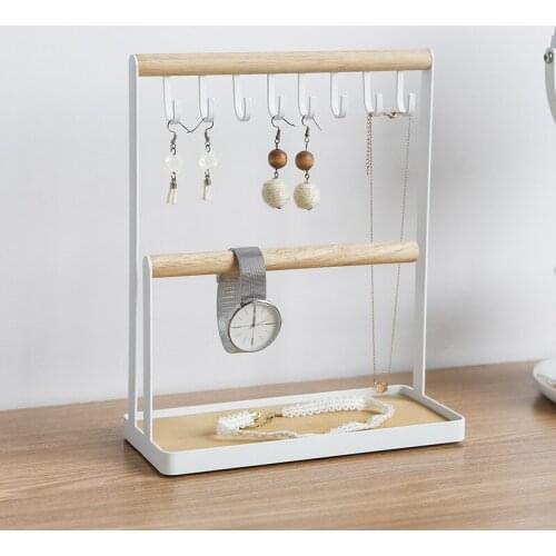 Wholesale wooden base metal stud pendant jewelry bracket display rack earrings display rack