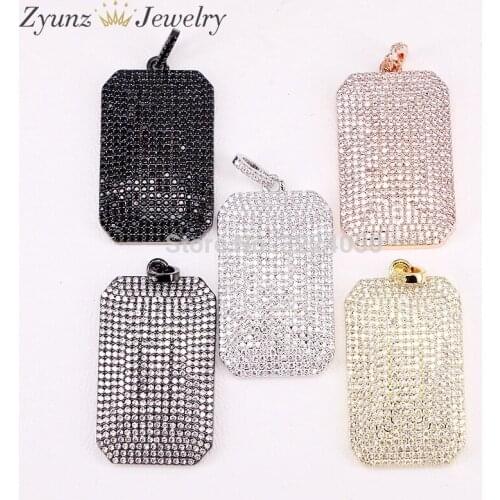 5PCS Micro Pave Full CZ Rectangle shape Charm Pendant Fashion Jewelry Accessories