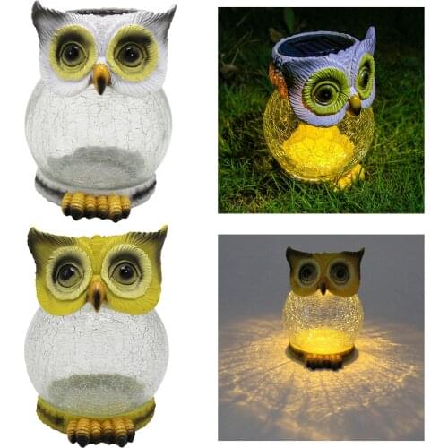 Resin Owl Garden Lights Handcrafted LED Solar Decorative Lights Garden Statue for Patios, Pools, Yard, Waterproof