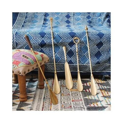 Indian brass pure copper creative extra long shoehorn simple shoe lifter lazy shoe pump home luxury supplies