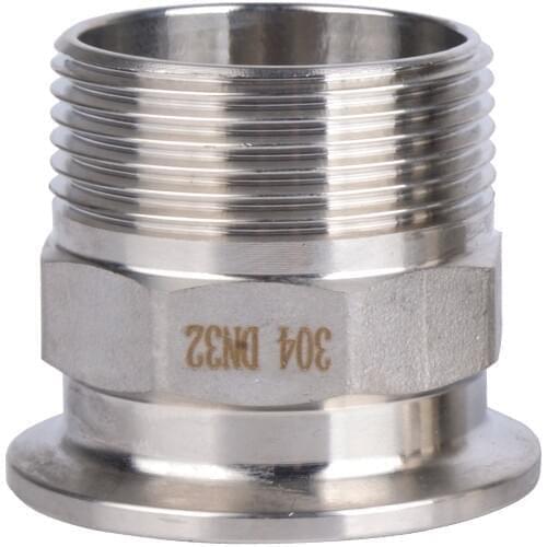 304 Stainless Steel Sanitary Male BSPT Threaded Ferrule Pipe Fitting Tri Clamp Type DN20 DN25 DN32 DN40 DN50 1/2" 3/4" 1" 1-1/4"