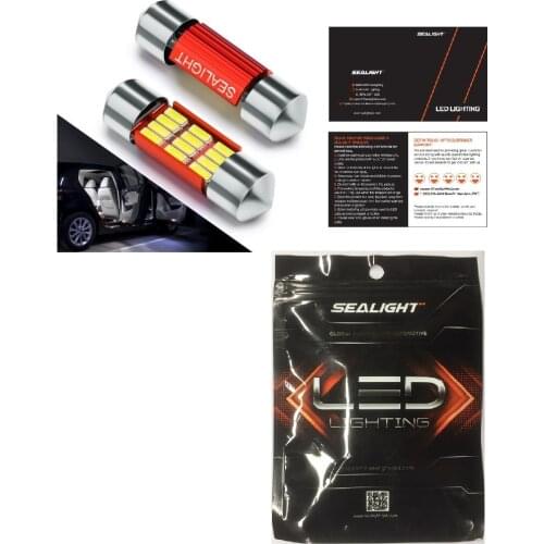 SEALIGHT 2 pcs 36mm 6418 Festoon LED Bulb 6500K White Super Bright DE3423/4410/6411 LED Interior Lights 16-SMD 4014 Chipsets