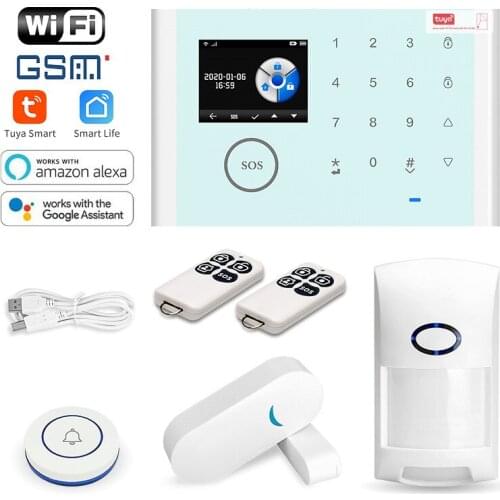 WiFi Alarm System Kit Smart Security System Work with Tuya APP Control 1 PIR Motion Sensor Door Open Sensor Support 2.4G WiFi