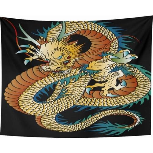 Tattoo Japanese Dragon Designed Vigor Animals Wildlife Aggressive Asian Beast Painting