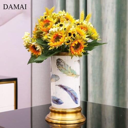 Feather Flower Vase Home Decor Ceramic Vases Coffee Table Plant Pots Decorative Ornaments Living Room Decoration Accessories