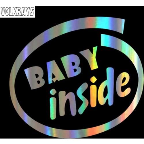 Volkrays Funny Car Sticker Baby Inside Baby on Board Sticker Waterproof Sunscreen Decals Decoration Accessories Vinyl,12cm*11cm
