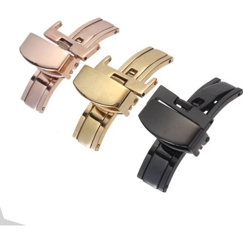 Watch Deployment Buckle Stainless Steel Replacement Clasp Strap For Watch Band 16mm 20mm Clasp 4 Color Butterfly Buckle