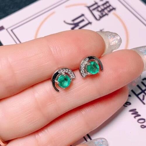 100% Sterling Silver 925 Earring Emerald for Women Girl Fine Jewelry Wholesale Party Gift