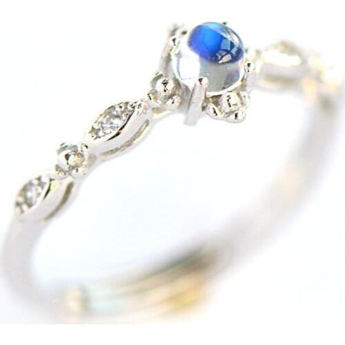 L&P Elegant Natural Moonstone Finger Rings Pure 925 Sterling Silver Ring For Women Fine Jewelry Wholesale
