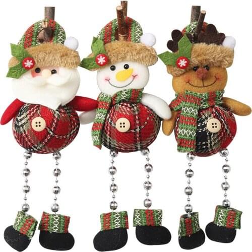 Hot Sale New 1Pc Christmas Snowman Deer Beading Pendants Santa Xmas Tree Ornaments DIY Crafts Home New Year Party Decorations