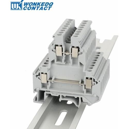 10Pcs Din Rail Terminal Block UKK-3 Mount Screw Connector Electronic Double Wire Connectors din terminal block 2 level