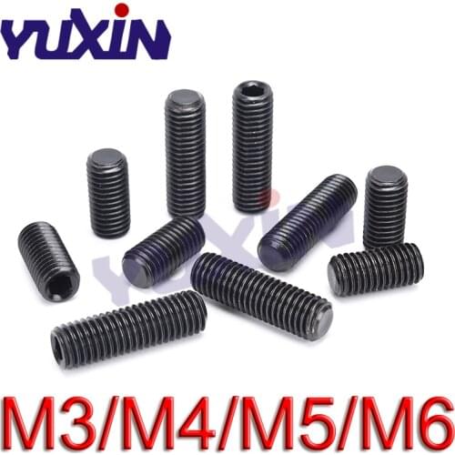 100Pcs/50Pcs M3 M4 M5 M6*L Alloy Steel Grade 12.9 DIN913 High Tensile Flat Point Set Grub Screw