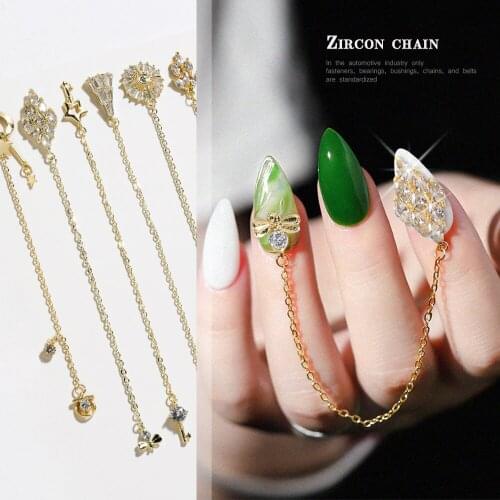 2pcs Shiny Zircon Nail Art Rhinestones Luxury Diamonds Tassel Chains Pearl Jewelry Nail Decorations Manicure Accessories