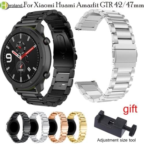 20/22mm Watch Strap Stainless Steel For Huami Amazfit GTR 47mm/42mm/Amazfit Stratos 2/2S/GTS Quick Release Watchband +Tools hot