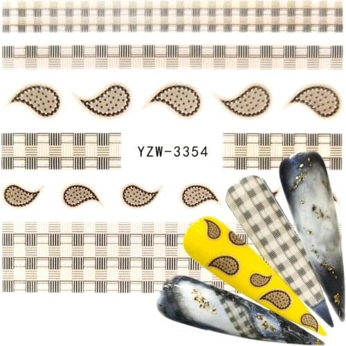 YWK 2020 1 PC Golden Plaid/ Flower /Leaf Water Transfer Decal Lace Dream Catcher Design Nail Art Slider Polish Decoration