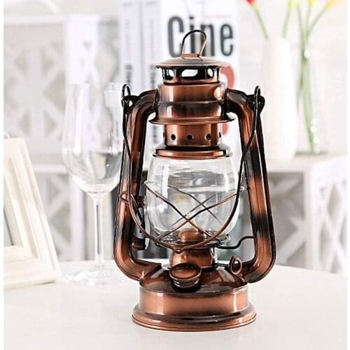 25Cm Iron Antique Bronze Oil Lanterns (Cover) Nostalgic Portable Outdoor Camping Lamp Leak Proof Seal Outdoor Camping Light