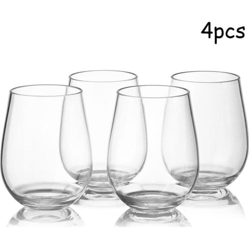 4pc/Set Shatterproof Plastic Wine Glass Unbreakable PCTG Red Wine Tumbler Glasses Cups Reusable Transparent Fruit Juice Beer Cup
