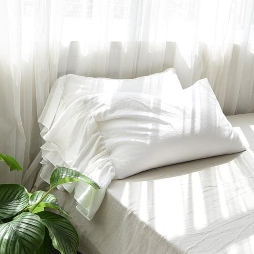 74x48cm 2pcs fishtail pillowcase cotton fabric flounce lace couple pillow covers bed pillow case 1pair