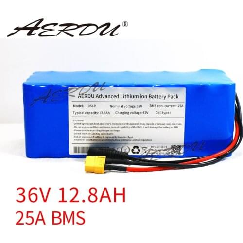 AERDU 10S4P 36V battery 12.8Ah 18650 lithium battery pack for 36V Electric bicycle unicycle scooter With 25A BMS