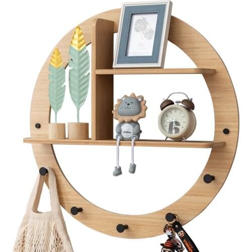 Bamboo Wall Storage Racks Hanger Decor Home Hooks Book Key Figurines Crafts Sundries Shelf Kitchen Bathroom Holder Organizer