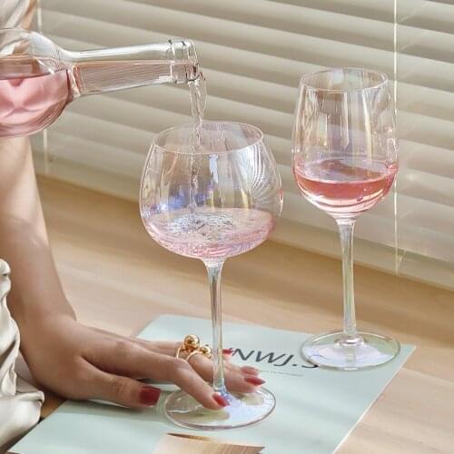 European Style Plating Rainbow Ripple Goblet Wine Wedding Crystal Red Wine Cocktail Glasses Champagne Flute Home Bar Utensils
