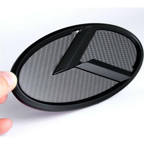 Black Carbon Fiber 150mm 165mm K Logo Front/Trunk Emblem Badge For Kia Sportage Sorento Sedona for Kia K2 K3 K5
