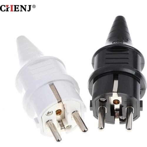 Black EU 16A 250V Korea Russia France Germany Grounded Industry Assemble Wired Power Cable Connector Female Male Socket Plug
