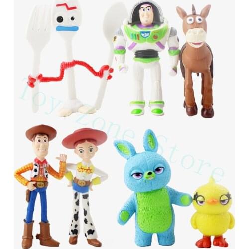 7pcs/lot Toy Story Action Figures Woody Buzz Lightyear Jessie Bullseye Horse Forky Bunny Rabbit Ducky Duck Baby Model Toys