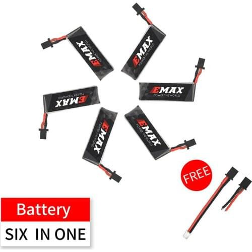 EMAX Nanohawk Spare Parts - 6in1 4.35HV 1S 300mAh 80C Lipo Battery with 2ea wires for FPV Racing Drone RC Airplane