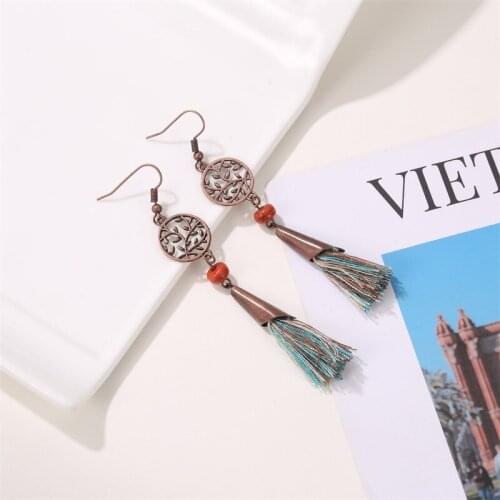 Ethnic Long Tassel Earrings For Women 2019 Bohemian Vintage Gypsy Flower Hollow Drop Dangle Earring Ladies Tribal Indian Jewelry