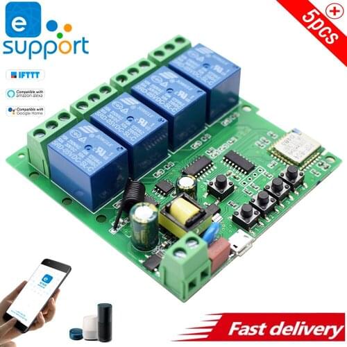EweLink USB 7-32V 85-250V Inching Self-Locking Interlock 4CH WIFI Smart Home Switch Remote Control Relay Module Work With Alexa