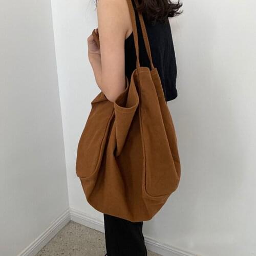 Large Capacity Canvas Hanbbag Totes Women Travel Shopping Purse Simple Solid Color Shoulder Bag For Lady Reusable Top-handle Bag